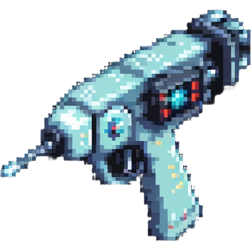 retro sci-fi ray gun in pixel art style emoji