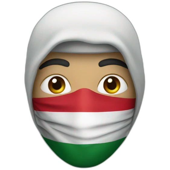 A man wearing a mask with the Palestinian flag on it emoji