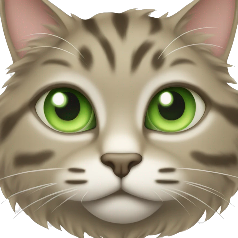 Fluffy tabby cat with light green eyes  emoji