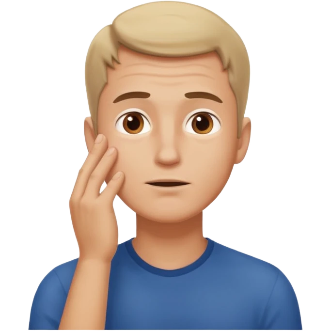 white guy looking up, hand on face emoji