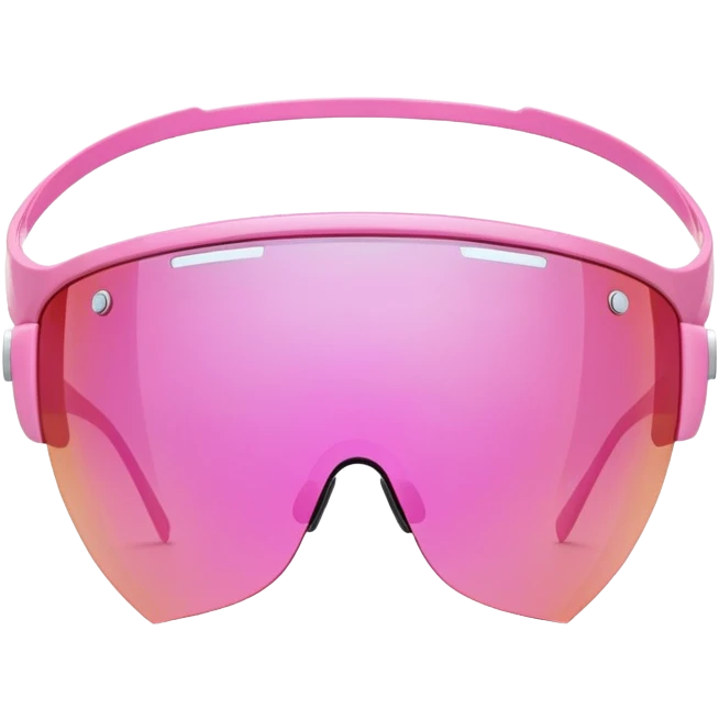 futuristic pink shield visor sunglasses, one-piece lens, Y2K style emoji