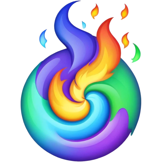 green blue and purple fire emoji