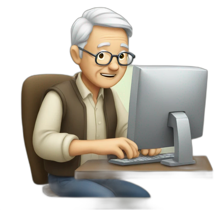 old man working on the computer emoji