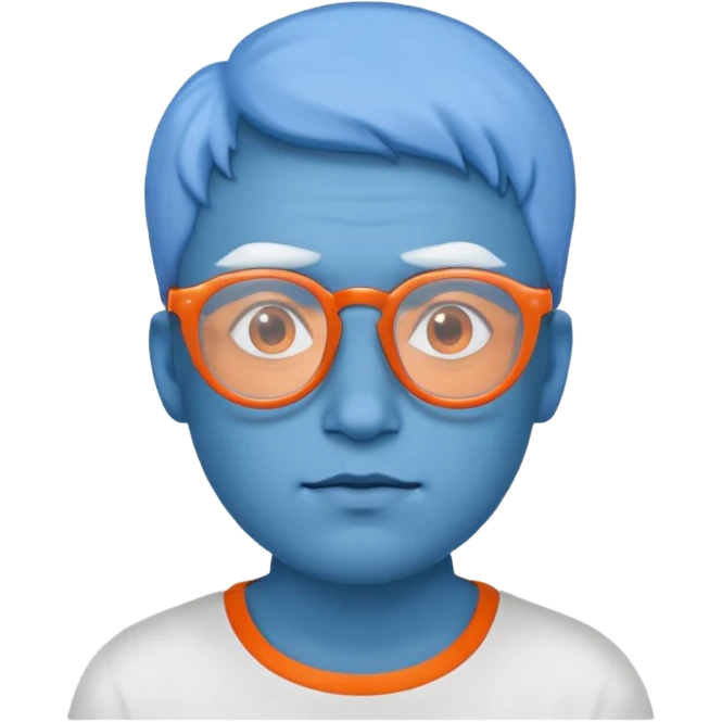 blue skinned orange glassed emoji