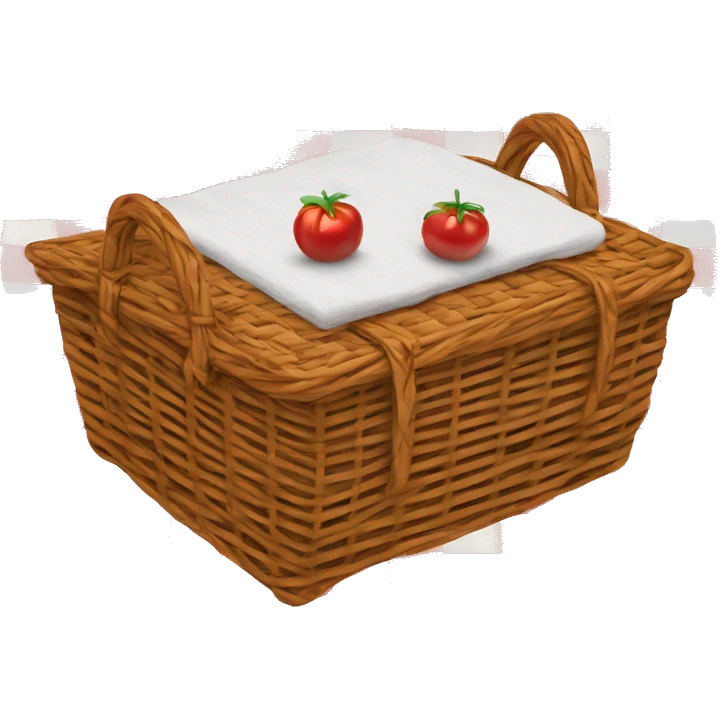 Wicker Picnic basket on a red and white plaid blanket emoji