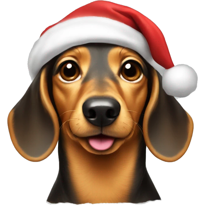 Golden dachshund with Santa hat emoji