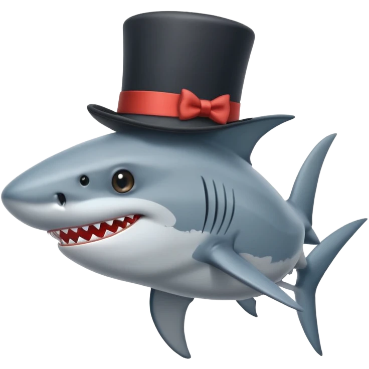 Shark with a top hat emoji