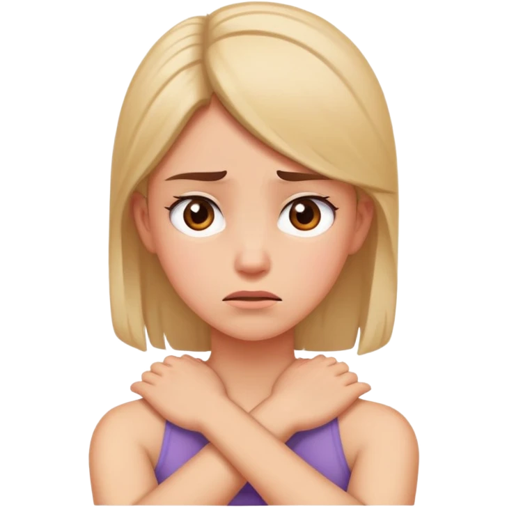 A girl looking frustrated with arms crossed on neck emoji