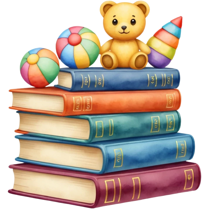 watercolor books and toys emoji