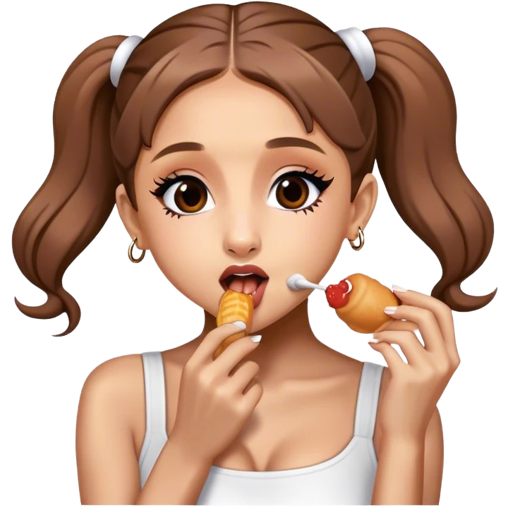 Ariana Grande eating a K-pop emoji