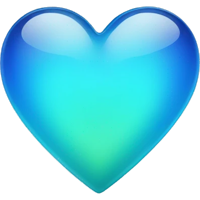 Blue and mint gradient shiny glass heart emoji