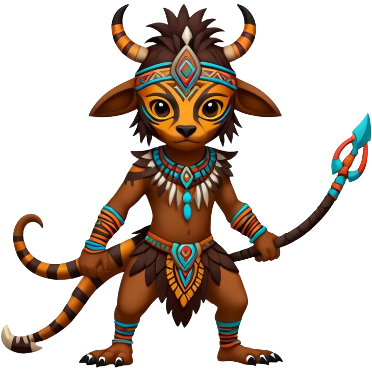 a colorful dark edgy realistic vernid-fionbri-creature with tribal markings full body emoji