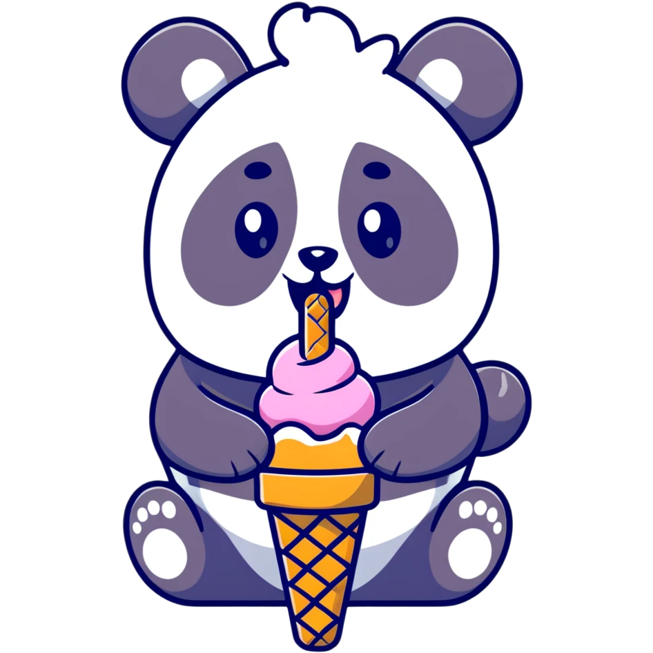 Panda eating ice cream emoji
