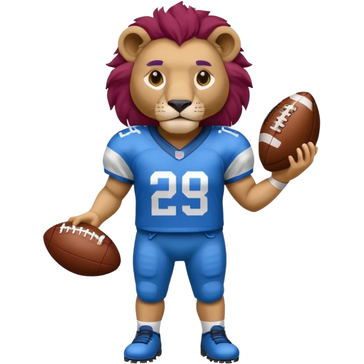 blue color lion wearing american football jersey emoji