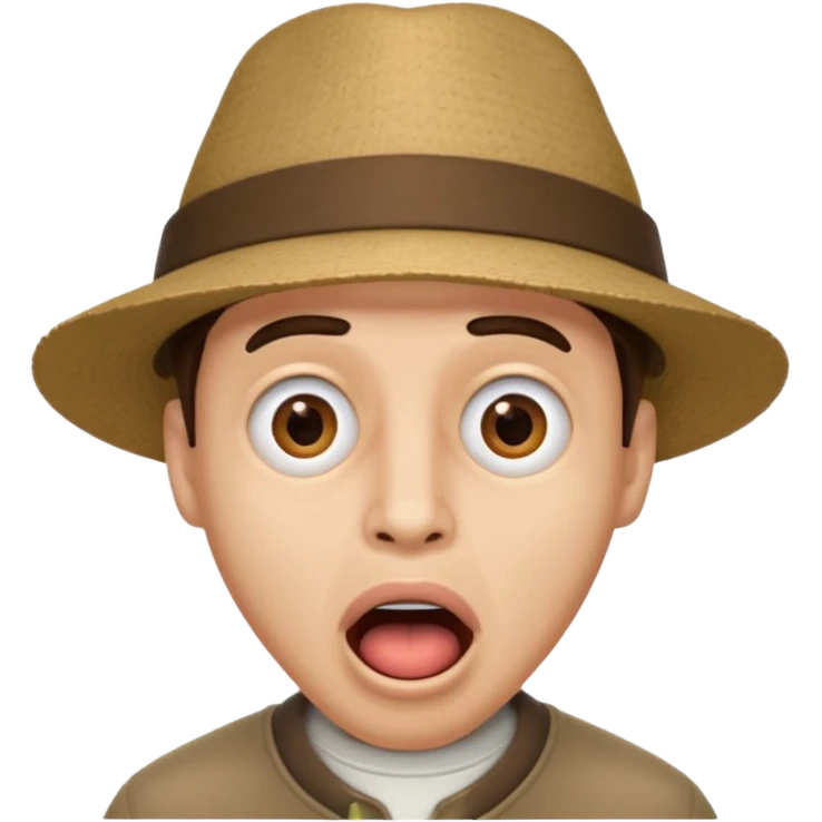 homme créole réunionnais  étonné  bouche ouverte avec chapeau emoji