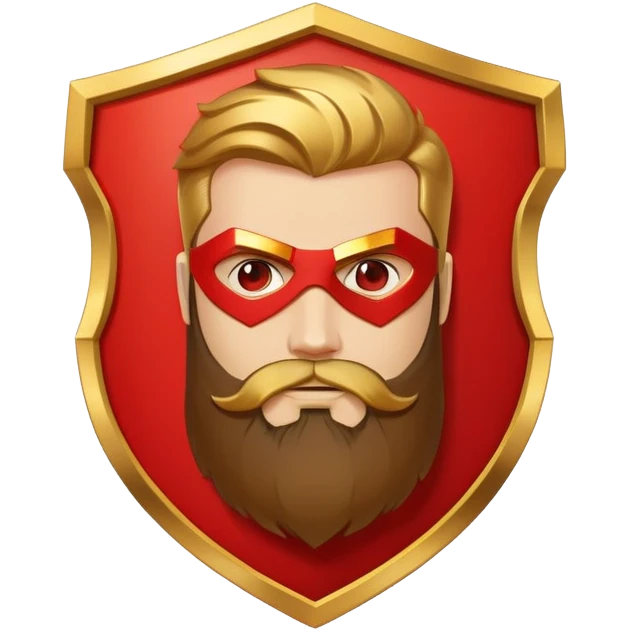 superhero logo with letter B and beard silhouette, shield emblem emoji