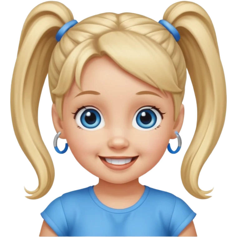 Baby Spice with blue eyes, ponytails hair emoji