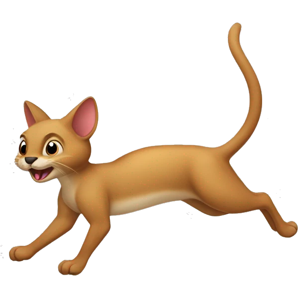 A mix between a kangourou and a cat. In profil. Head o a kangouru with moustache of a cat. Jumping like a cat. Feets and arms of a kangourou. Jumping like a kangourou. Tail of a cat emoji