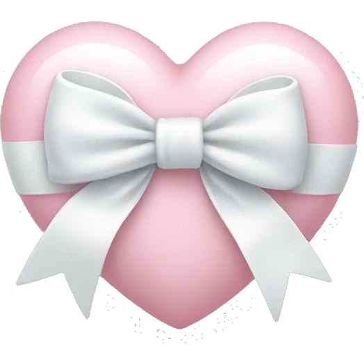 Pastel pink heart with white bow emoji