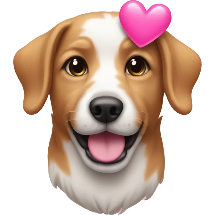 Dog with pink heart emoji