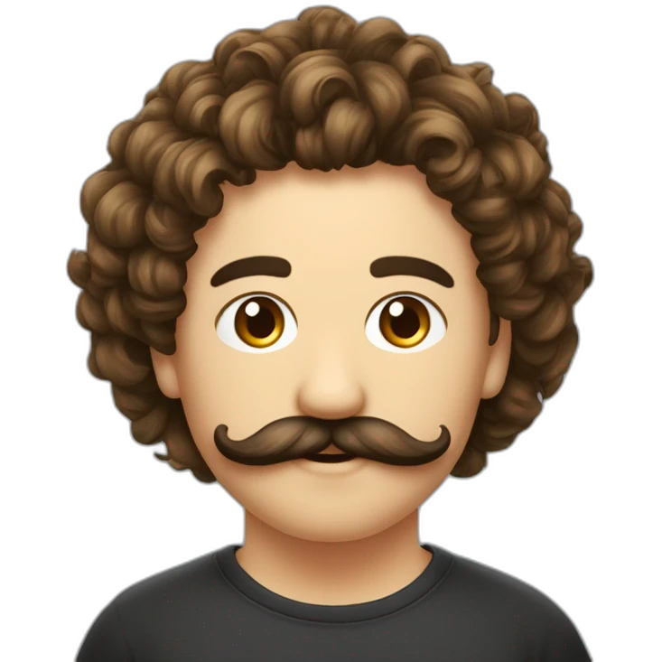 Métisse cheveux court bouclé moustache et bouc emoji