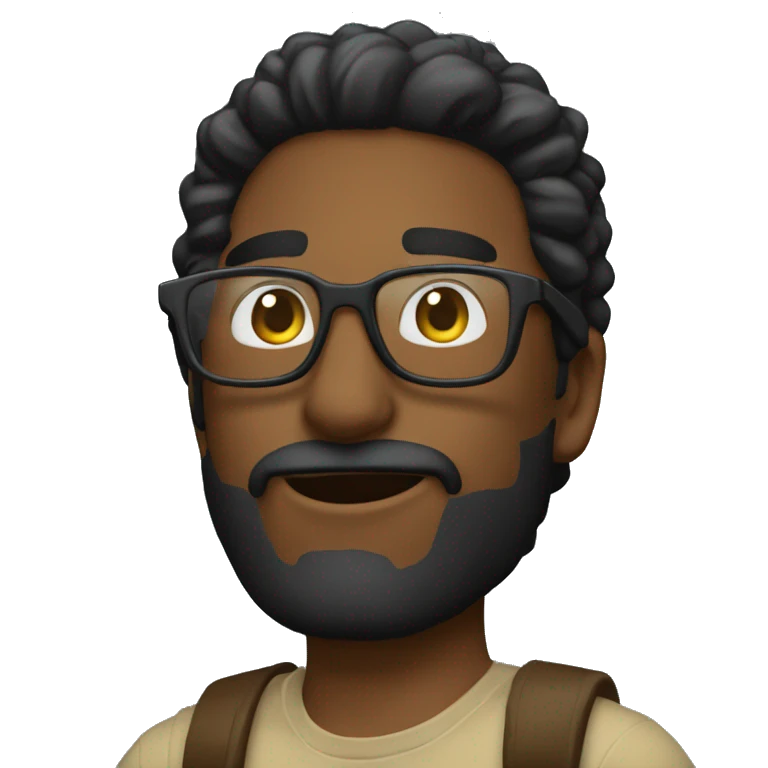 Hombre pelo negro y gafas muy serio  emoji