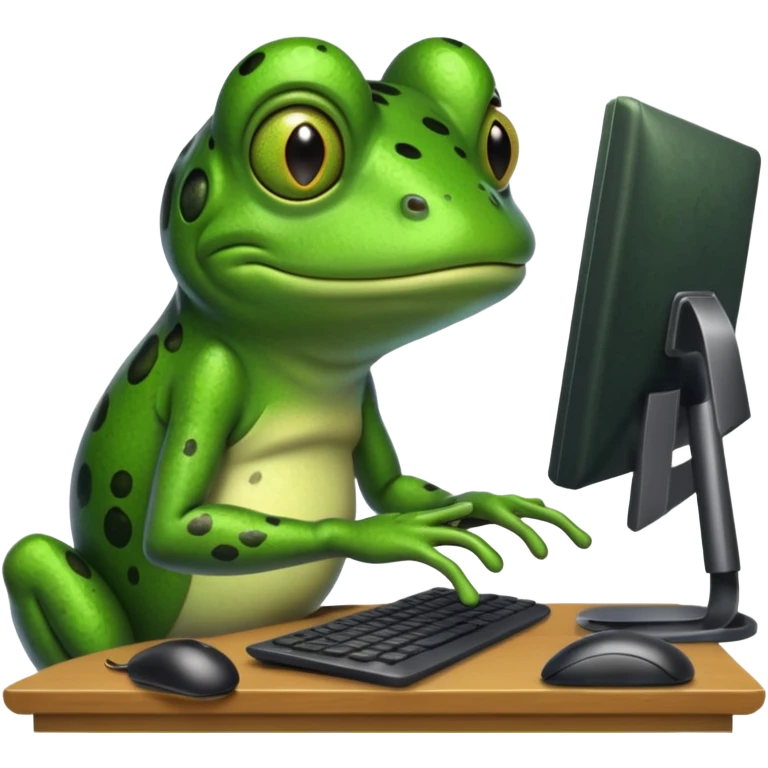 frog png with desktop computer works deeply emoji