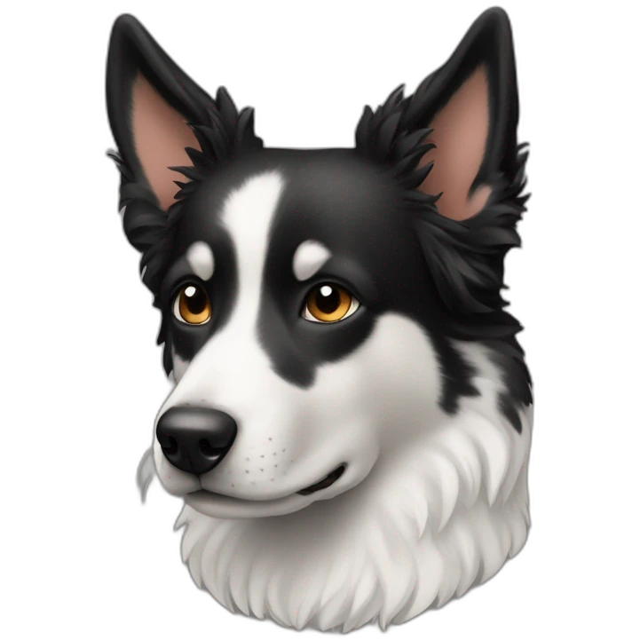 Black and white dog looking like an australien shepard side profile emoji