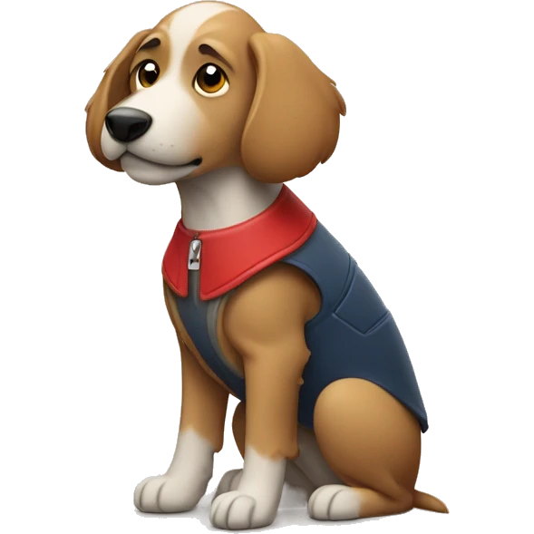 Hard-haired typing dog with a red vest emoji