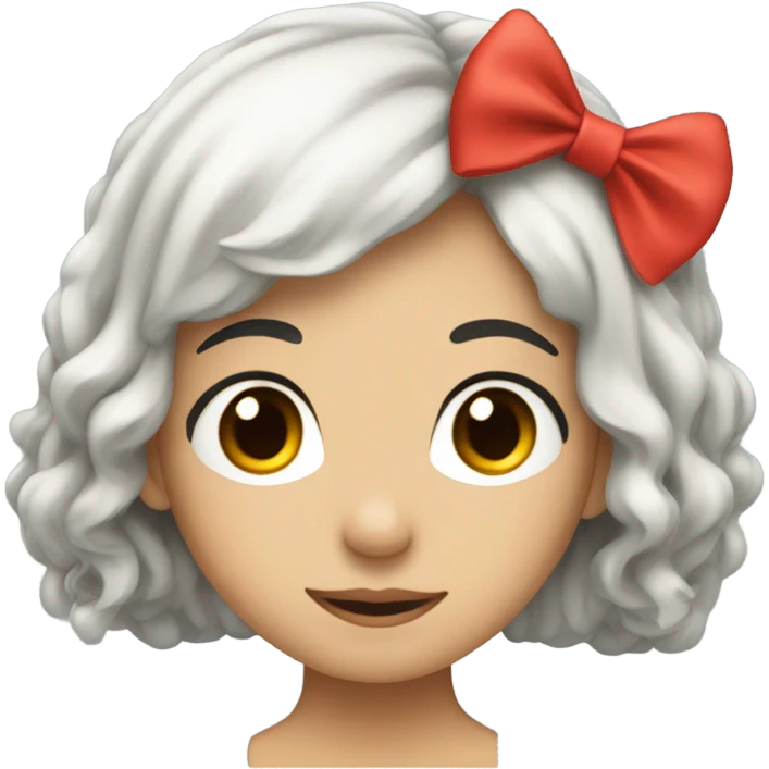 black open hair from behind with a light red bow emoji