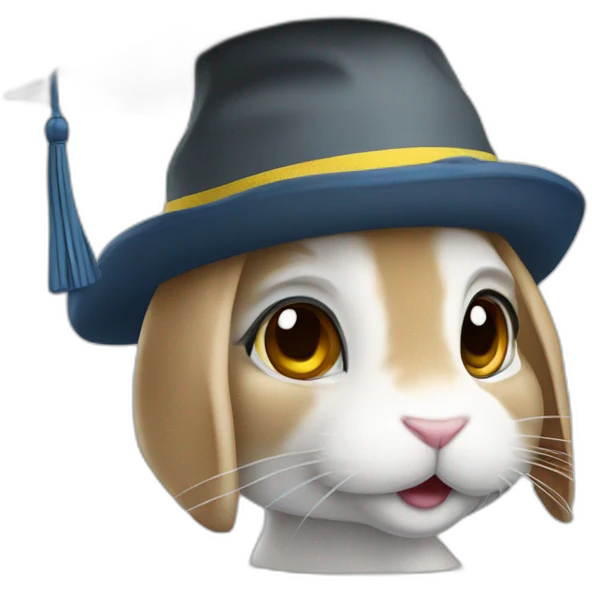 Ukrainian rabbit student in a square academic cap emoji