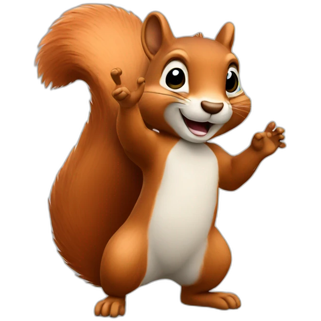A squirrel waving his hand emoji
