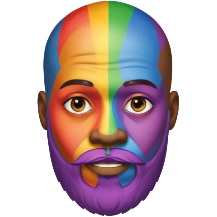  Gay African Man with rainbow skin with beard and bald head  emoji