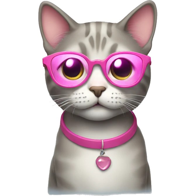Cat with a pink glasses emoji
