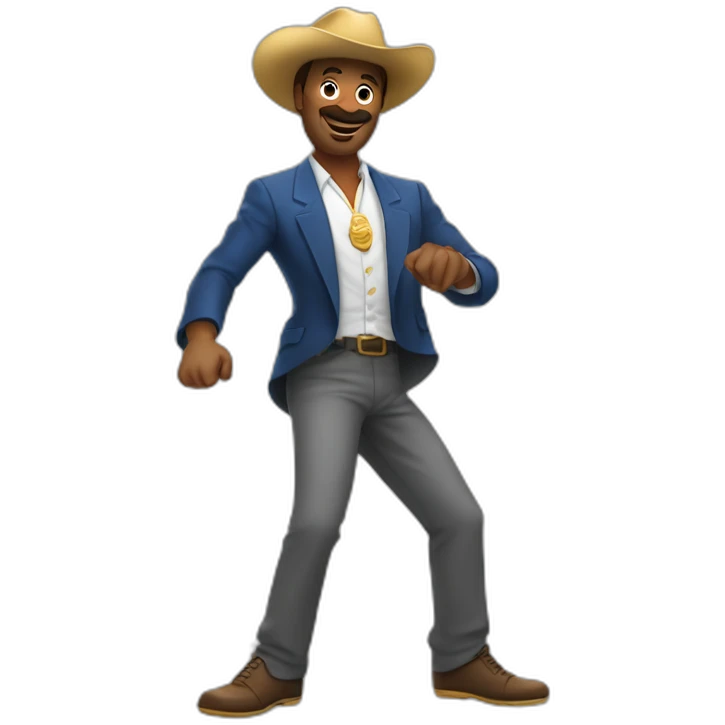 Hombre mayor con canas y bailando salsa emoji