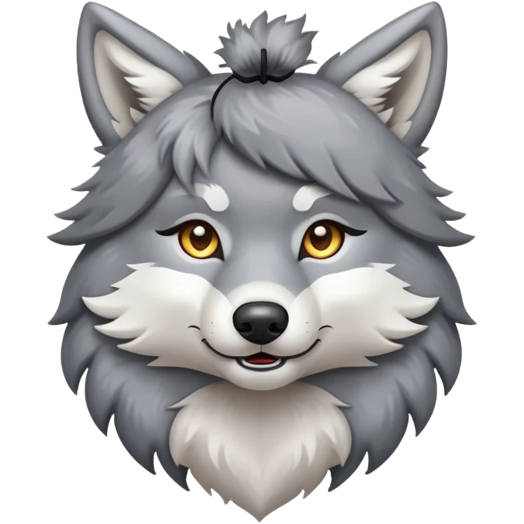 Wolf with a bow on its head emoji