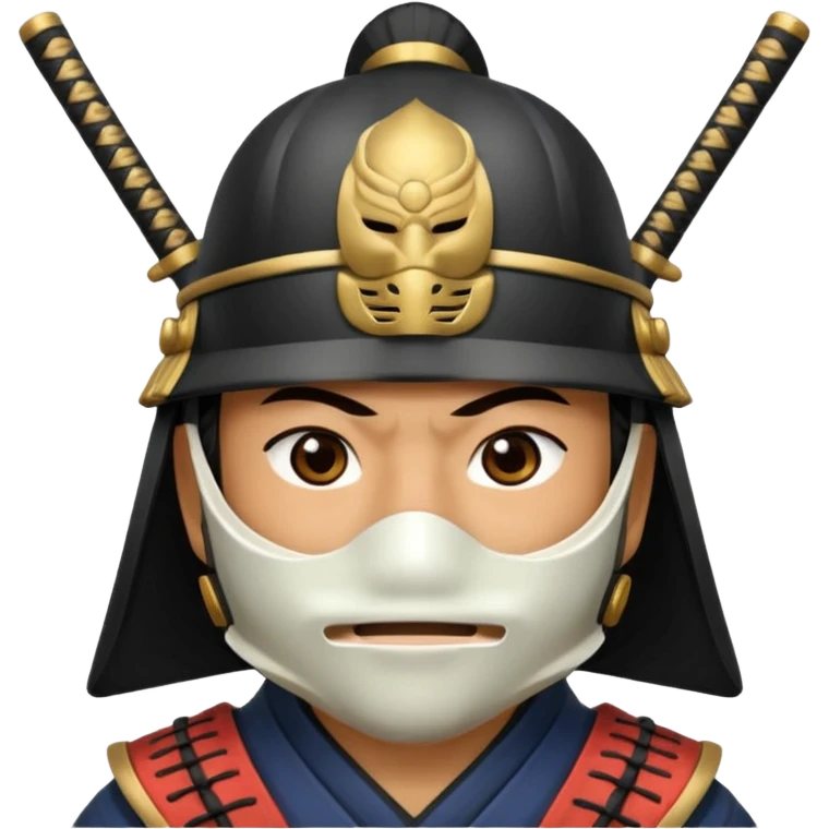 Samurai with helmet and a mask covering their mouth emoji