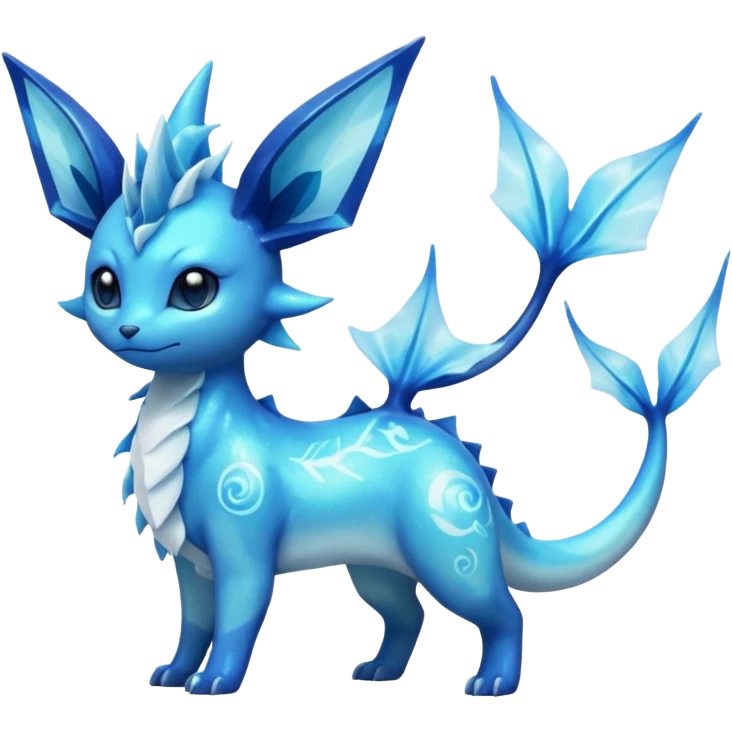 Shiny Nebulae Lumineon-Vaporeon-Amaura-Glaceon-Dragonair-Fakémon-hybrid-creature (full body)  emoji