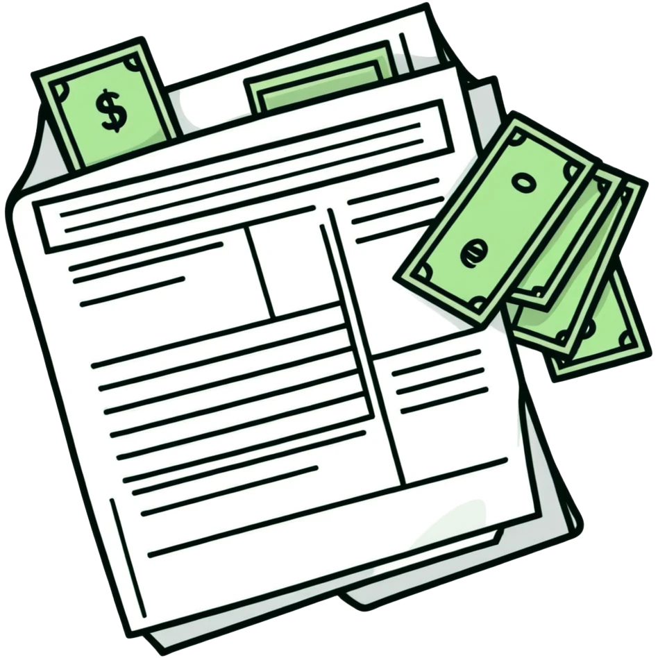 tax document with dollar signs emoji
