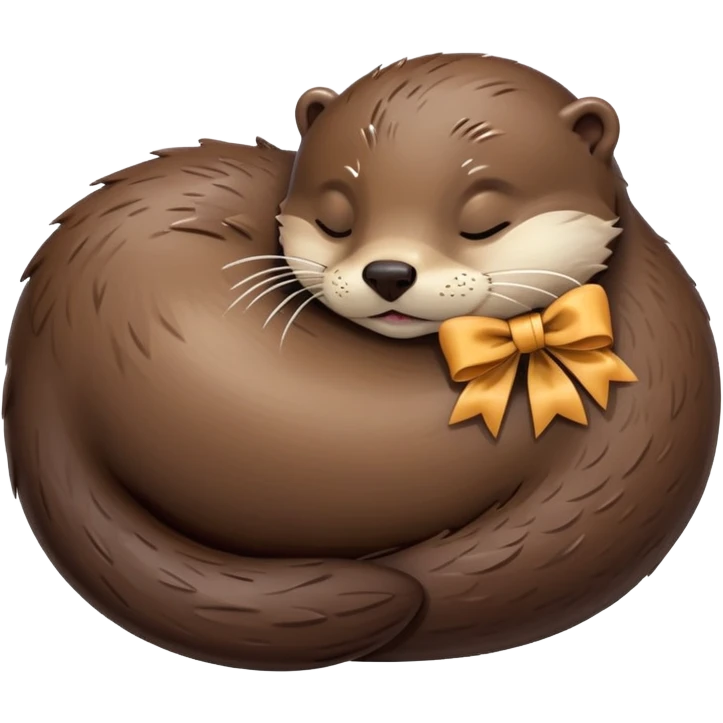sleeping otter with a bow emoji