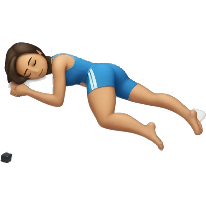 brunette girl sleeping in the gym emoji