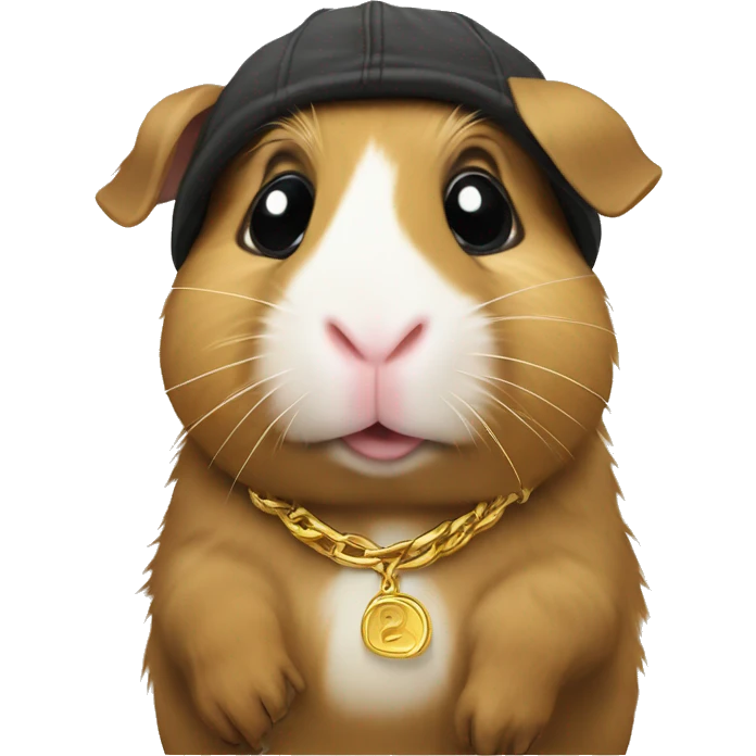 rapper guinea pig with a gold chain emoji