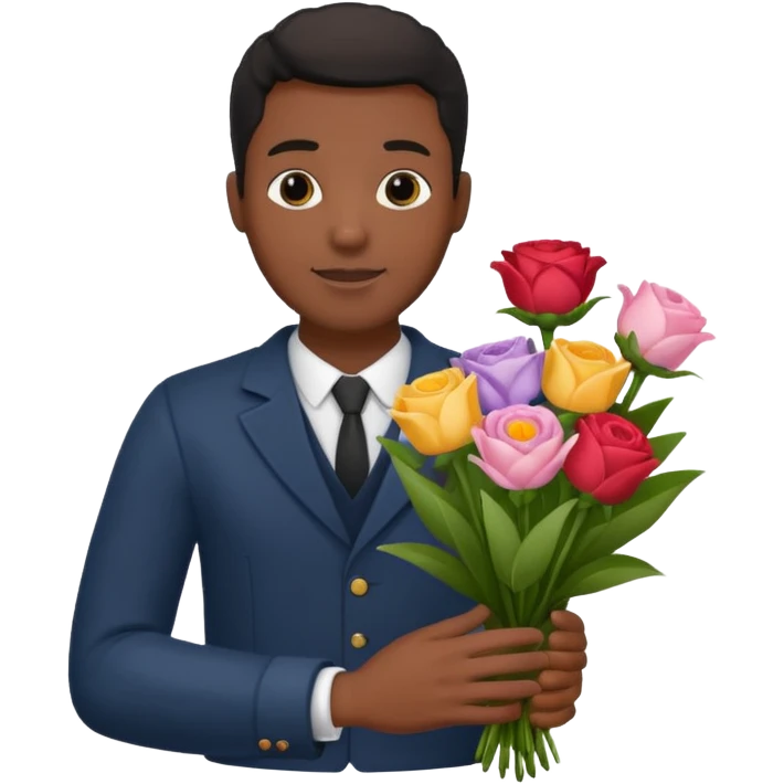 Black Male hand give a bogue of flowers emoji