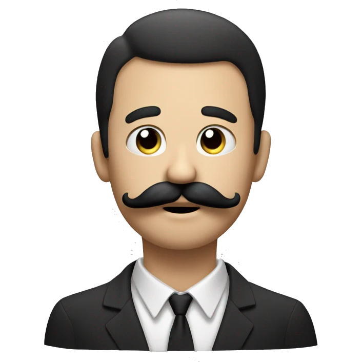 a simple emoji with mustache scratches its chin with its hand and thinking emoji