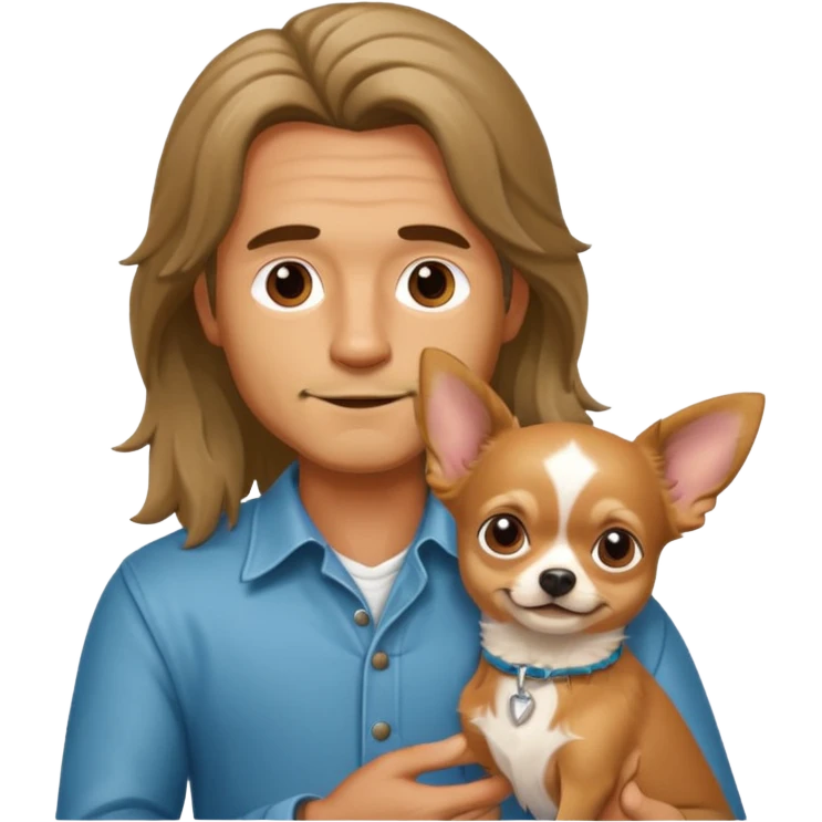 long harired man with dog chihuhaha emoji