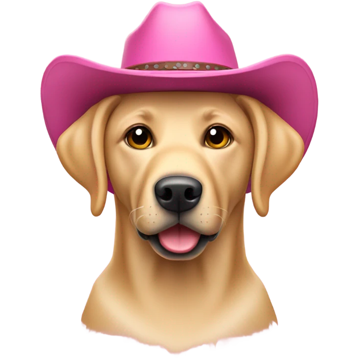 blonde labrador wearing pink cowboy hat emoji
