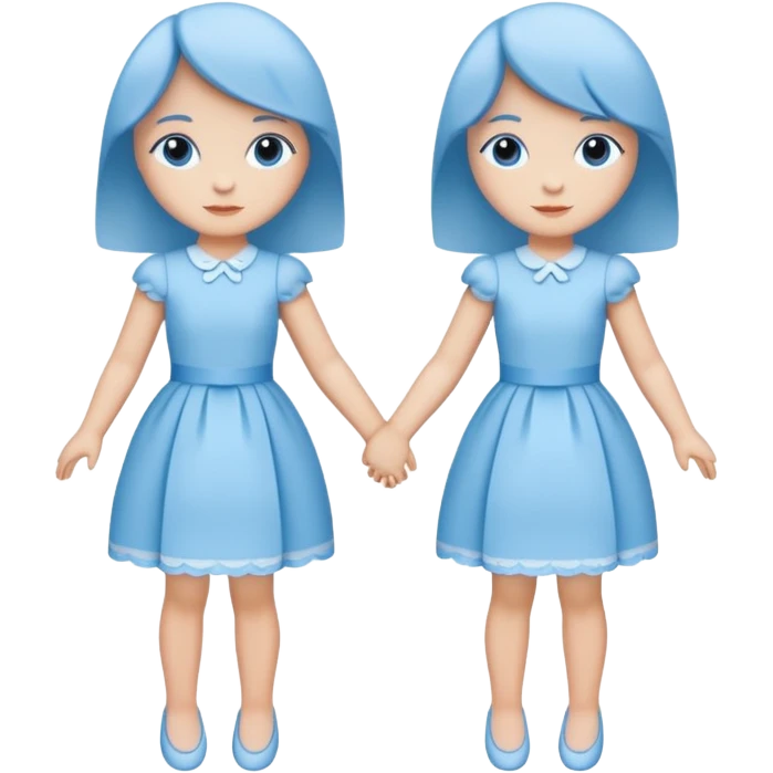 bonequinhos de papel azuis de mãos dadas emoji