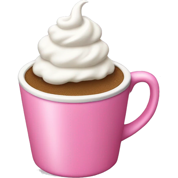 pink coffee cup with whipped cream on top  emoji
