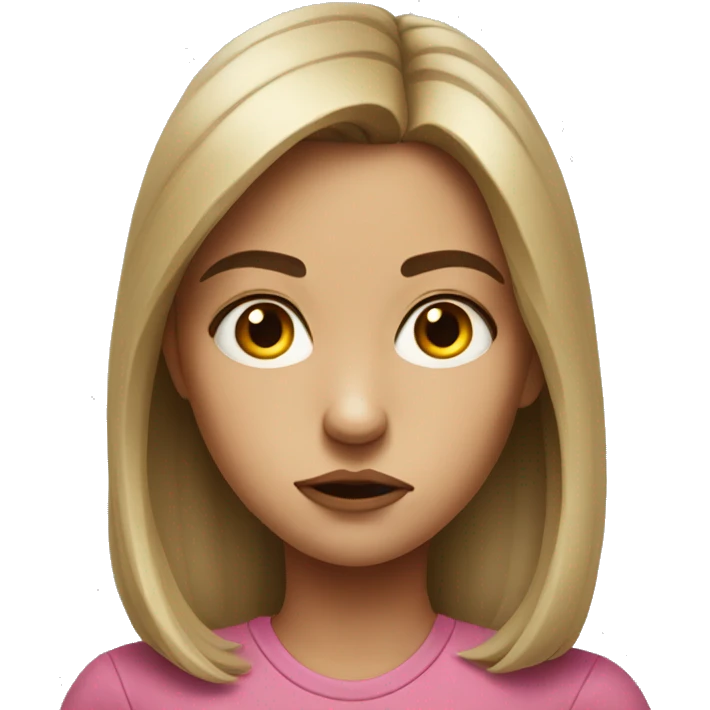 realistic portrait of a girl with annoyed face emoji