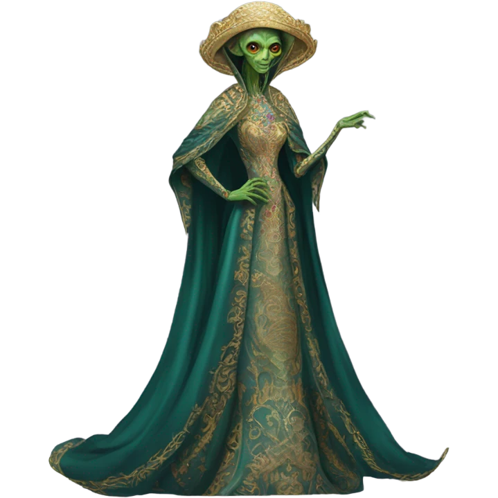 a Reptilian alien woman full body in Romanov dress emoji